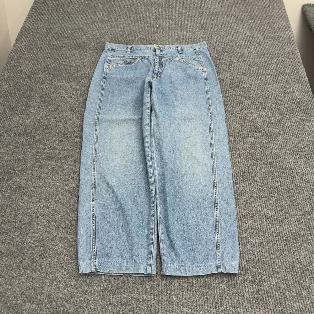 Vintage Lizwear Jeans Womens 16 Blue Cotton Light Wash High Rise Wide Leg Retro